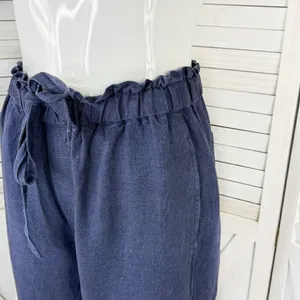 Polo Ralph Lauren Linen Drawstring Wide Leg Pants Denim Blue Small‎ Paperbag thumbnail 7