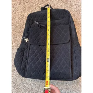 Vera Bradley Black Quilted Cotton Backpack Adjustable Straps Travel School‎ Bag thumbnail 6