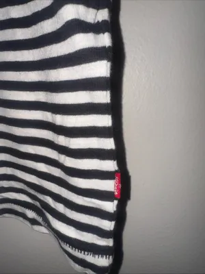 LEVI'S Striped Raglan T-Shirt Black White Cotton Blend Top NWT Game Day Tee‎ XS thumbnail 3