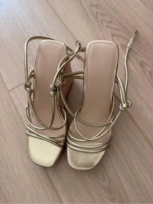 Marc Fisher Metallic Gold Strappy Wedge Sandals thumbnail 2