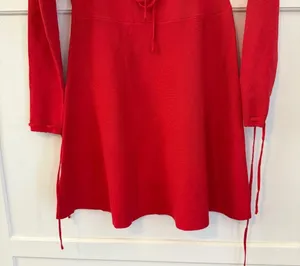 Rihoas Red Square Neck Sweater Mini Dress thumbnail 3