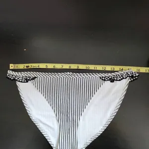 Aerie Stripe Bikini Bottoms with Ruffles NWT Size Medium Full Coverage Bottom thumbnail 5