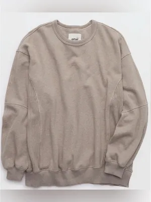 Aerie Tres Chic Oversized Minimalistic Neutral Streetwear Crewneck size xxs thumbnail 3