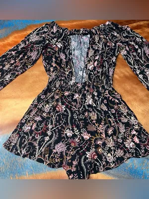 Free People Pretty and Free Floral Romper off the shoulders medium thumbnail 4