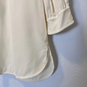Tory Burch Size-8 Silk Embellished Blouse 3/4 Sleeve‎ Top Ivory thumbnail 12