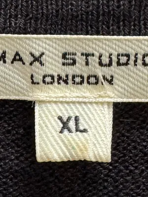 Max Studio London Black linen blend V-Neck Button-Up Cardigan, size XL preppy thumbnail 3