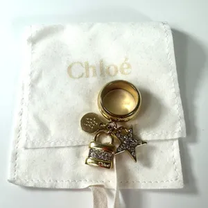 Chloé Paddington Gold Tone Padlock Star Charm Ring Rhinestone Size 6.5 thumbnail 2