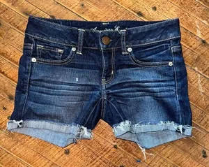 American Eagle shortie distressed 2 denim cuffed shorts thumbnail 1