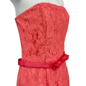 Vintage Jessica McClintock Pink Floral Lace Strapless Mermaid Maxi Dress size 10 thumbnail 10