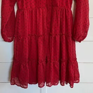 Trixxi Girl Red Black‎ Sheer Dot Party Dress Goth Red Devil Vamp - Juniors XL thumbnail 8