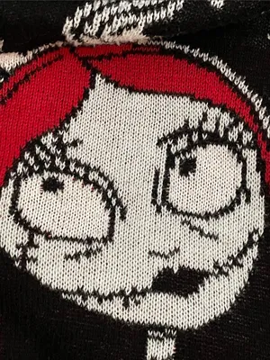 Disney Nightmare Before Christmas Jack Sally Sweater Unisex Medium Black Knit thumbnail 13