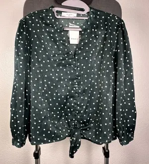 Elodie‎ Dark Green Polka Dot Blouse thumbnail 1