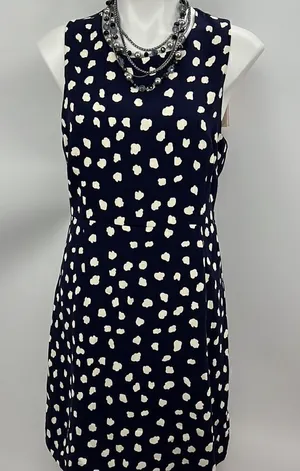 Julie Brown navy blue white spots sleeveless dress thumbnail 1