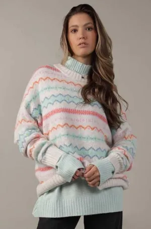 American Eagle Outfitters Fair Isle Pastel Striped Crewneck Sweater NWOT Medium thumbnail 1