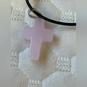 Pink Cross Pendant Necklace thumbnail 3