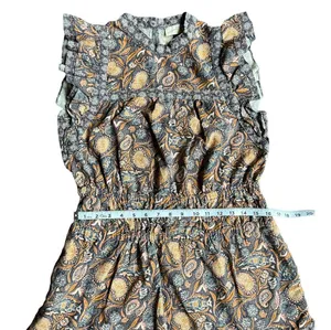 Universal Threads Linen Medium Sleeveless Dress Ruffled Paisley Cottagecore thumbnail 4
