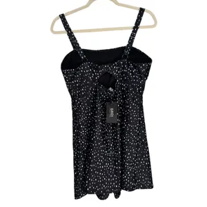DACI Classic Fashion Collection Black White Polka Dot Square‎ Neck Mini Dress L thumbnail 11