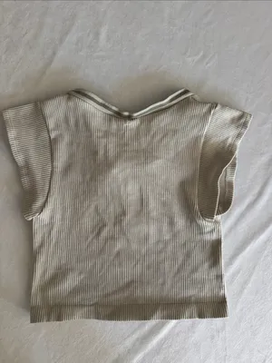 Out From Under Urban Outfitters Ribbed Short Sleeve Top in Light Beige thumbnail 2