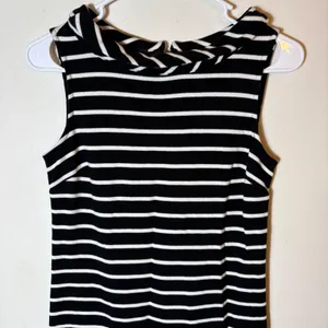 Talbots Petite Black and White Striped‎ Sleeveless Sheath Dress Career Size P thumbnail 2