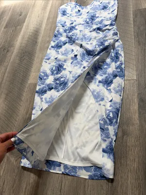 Blue Floral Midi Slip Dress thumbnail 4