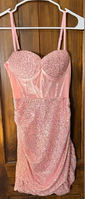 Olivia M Pink Sequin Bustier Mini Dress thumbnail 1