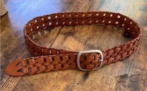 Brown Woven Leather Belt NWOT thumbnail 1