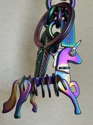 Coach, 3D, oil slick, Iridescent Unicorn, Keychain/fob RARE! thumbnail 2
