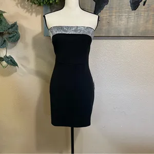 NWT Lulus Unbelievable Sparkle Black Rhinestone Strapless Mini Dress thumbnail 3
