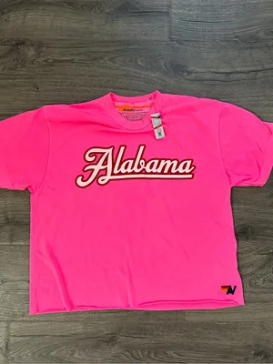 Alabama Bolt Script Logo Pink Women's T-Shirt thumbnail 5