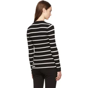 T by Alexander Wang Black Ivory Striped Fitted Rib Pullover Medium thumbnail 2