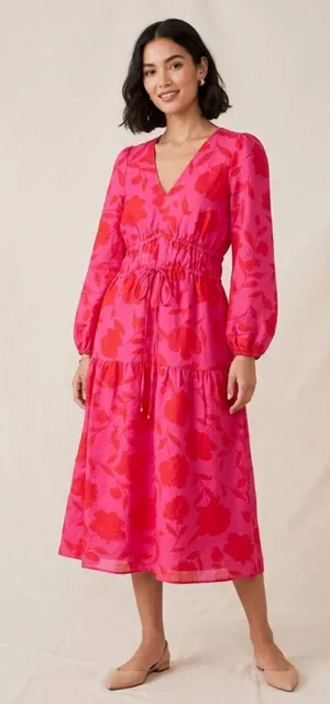 Kate Spade x Target Linen Blend Floral Print Long Sleeve Dress Size XS thumbnail 1