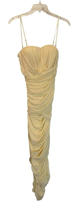 JLUXLABEL Ruched Buttery Cream Spaghetti Strapped Dress/Gown thumbnail 1