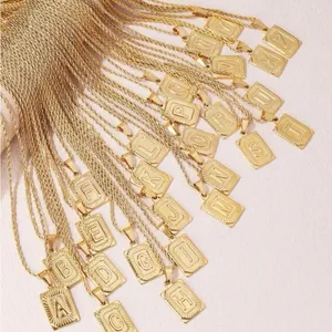 Letter V - Vintage Letter Detail Square Pendant Necklace thumbnail 3