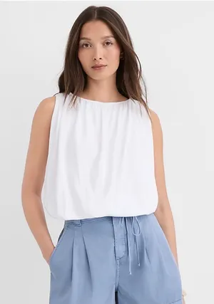 Loft Ruched Boatneck Bubble Hem Blouse thumbnail 1