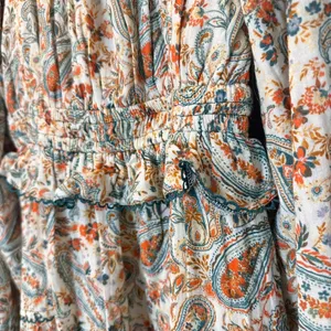 Listicle Size-M-L Maxi Dress Paisley Smocked Tiered Cream Cotton thumbnail 14
