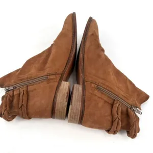 Free People Landslide Tan Bootie Ankle Boot Braided Leather Cutout Size 40‎ Tan thumbnail 3