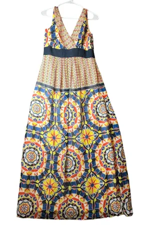 Ann‎ Taylor Geometric Kaleidoscope Maxi Dress Bold Abstract Print Size 2 New thumbnail 1