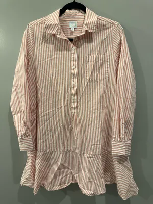 Crown & Ivy X Society Social Bridgehampton Shirtdress Peach / Beige thumbnail 2
