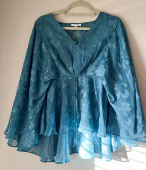Maurice's NWT Turquoise Blue Whimsical Sheer Floral Blouse thumbnail 10