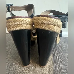 Christian Louboutin Bilbao Black Patent Leather Strap Wedge Sole‎ Sandals 41 thumbnail 5