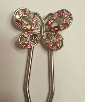 Pink and silver butterfly hair Accessory thumbnail 1