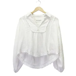 Free People Cozy Dreams Top Textured Cotton Loose Pullover in Soft White Size XS thumbnail 1