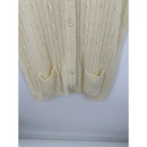 Cream Beige Knit‎ Fisherman Sleeveless Sweater Vest Size 1X Academia Preppy thumbnail 3
