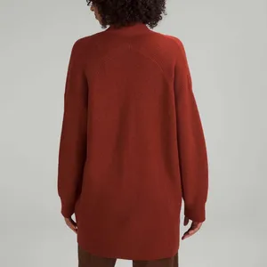 Lululemon Merino Wool Blend Ribbed Long Wrap Sweater Cardigan Cayenne Size 10 thumbnail 3