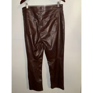 Gap Vintage Slim High Rise Faux Leather Pants Women's 33 | 16 R EUC Brown thumbnail 3