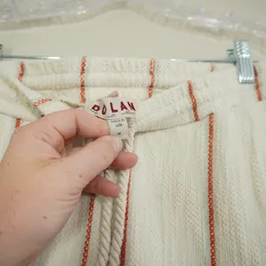 Dolan Left Coast Anthropologie Medium Striped Wide Leg Cotton Pants Cream Beachy thumbnail 5