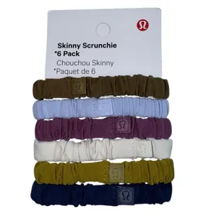 6 Pack Lululemon Skinny Scrunchie Artifact Pastel Blue Vintage Plum White Opal…. thumbnail 2