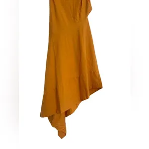 Anthropologie Sleeveless Asymmetrical Open Back Linen Midi Dress 14‎ Orange thumbnail 5