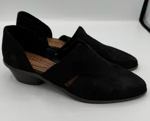 Lucky Brand Minnsy 2 Black Pointed Suede Leather Mules Size 6.5 fall autumn thumbnail 1