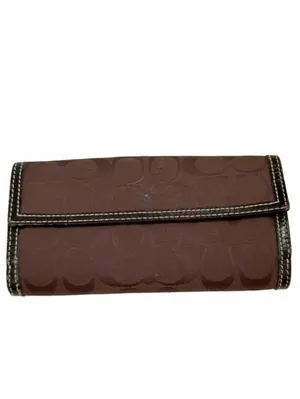Coach Vintage Signature Coach Turnlock Continental Wallet With Leather Trim thumbnail 2